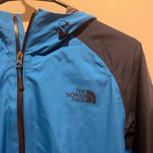 North Face Blue and Navy Raincoat - Mens Medium